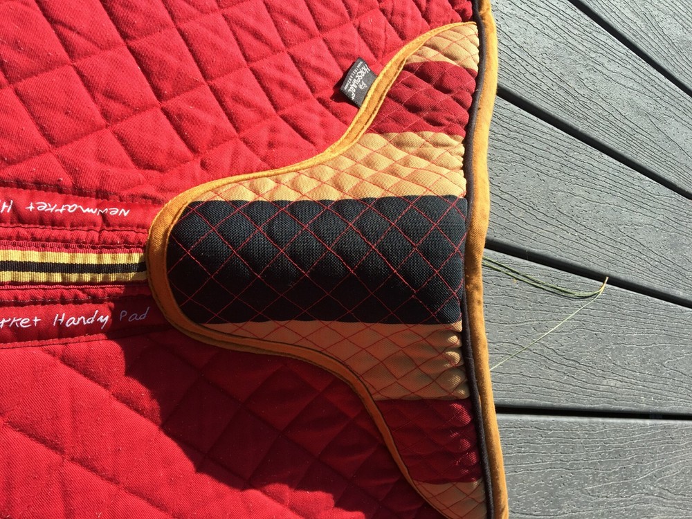 All Purpose Red/Multicolored Shaped Saddle Pad with Wither Padding