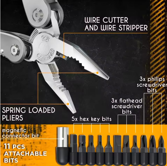 24-In-1 Multitool Pliers Multi Tool with Safety Locking and Pocket Sheath