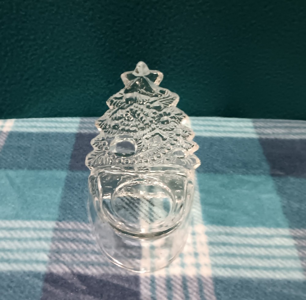 Pressed Glass Christmas Tree Tealight Candleholder