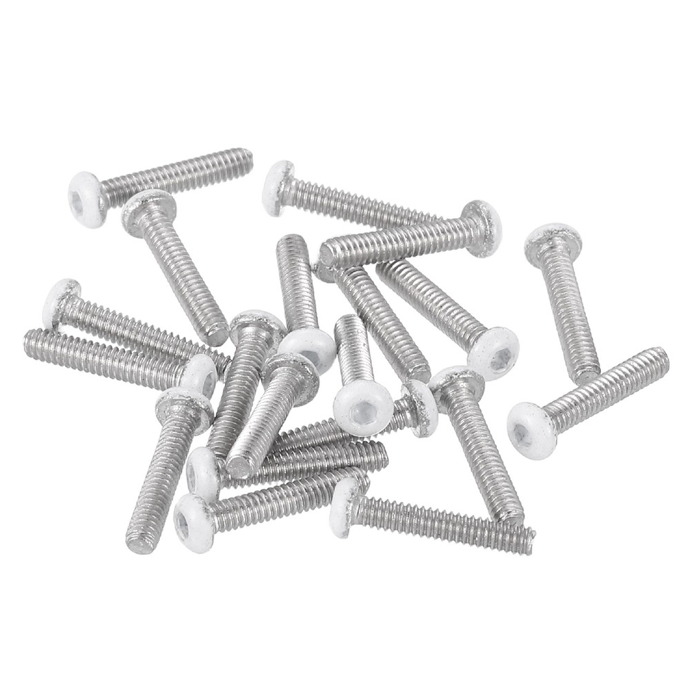 20 Pcs M2-0.4 x 10mm Button Head Socket Cap Screw Machine Screw, White