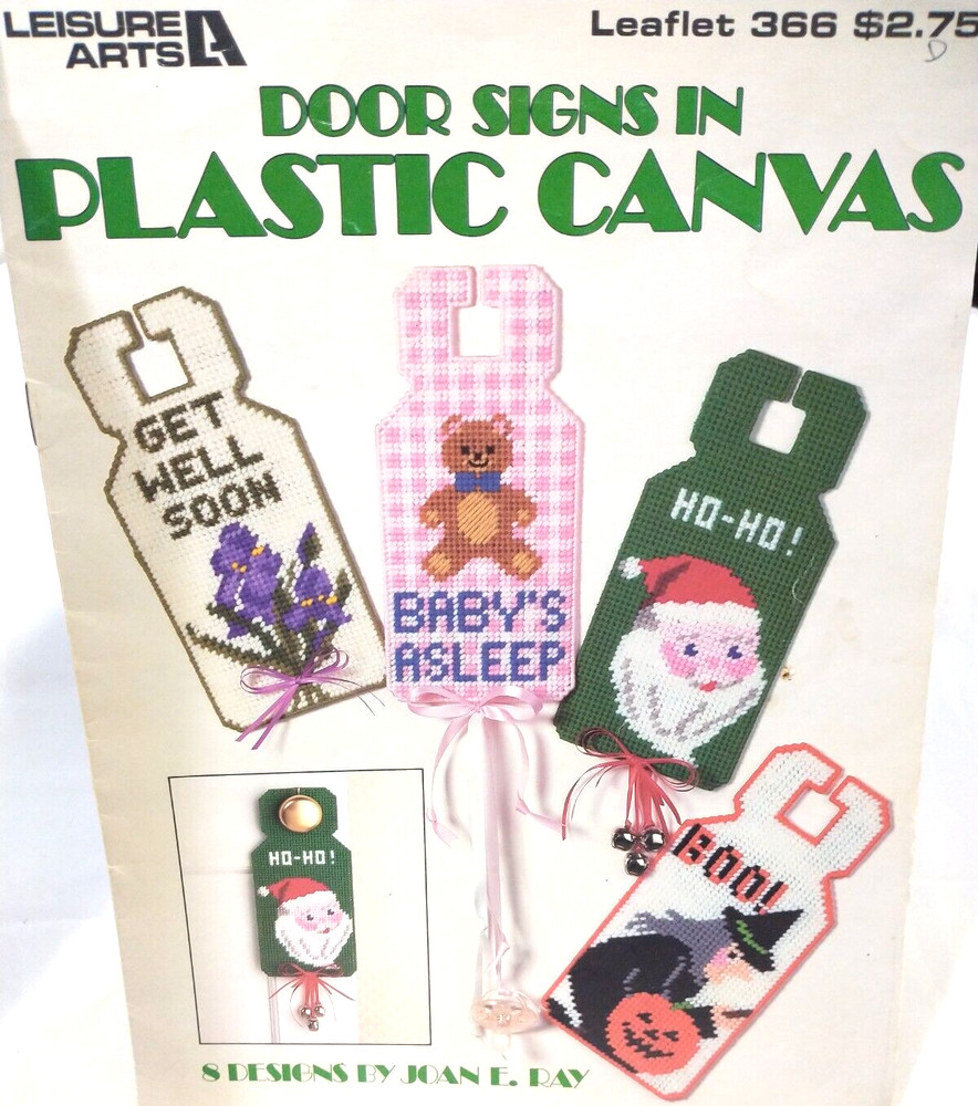 Leisure Arts Door Signs in Plastic Canvas Projects Quick Count 8 PATTERNS A81