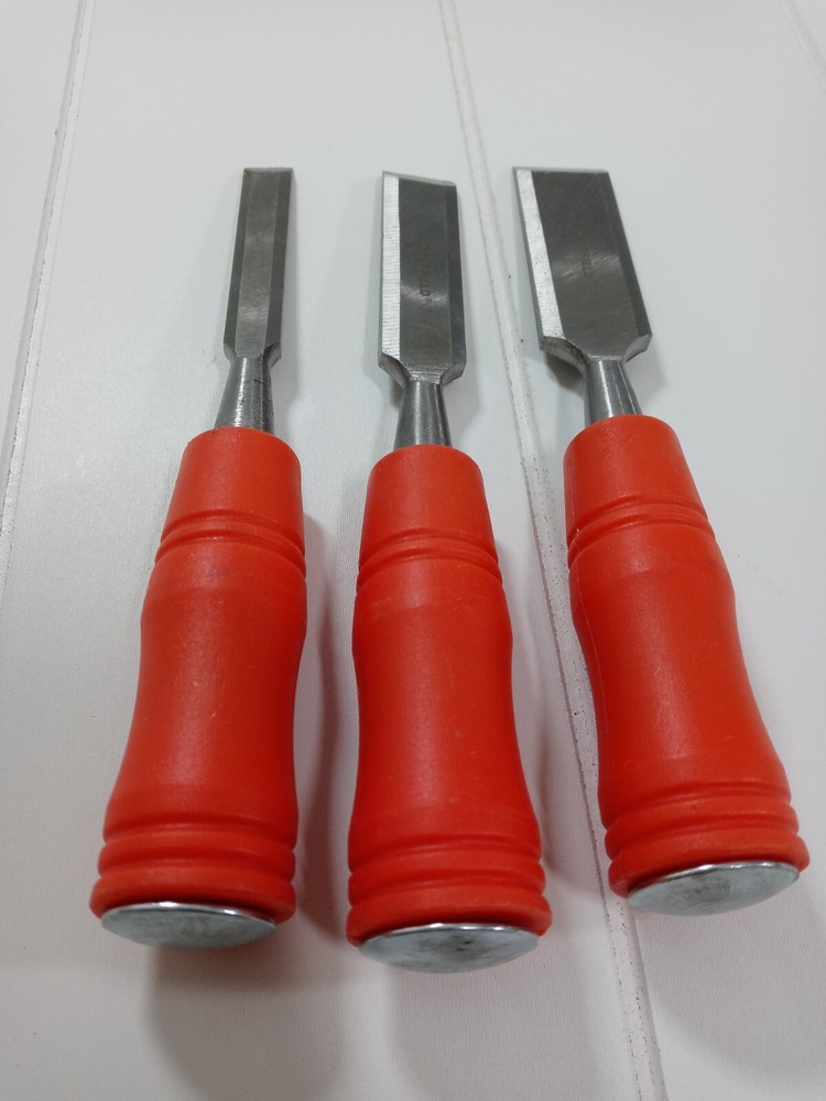 Sheffield 3 Pc Chisel Set Plastic Handles 1", 3/4", 1/2" New
