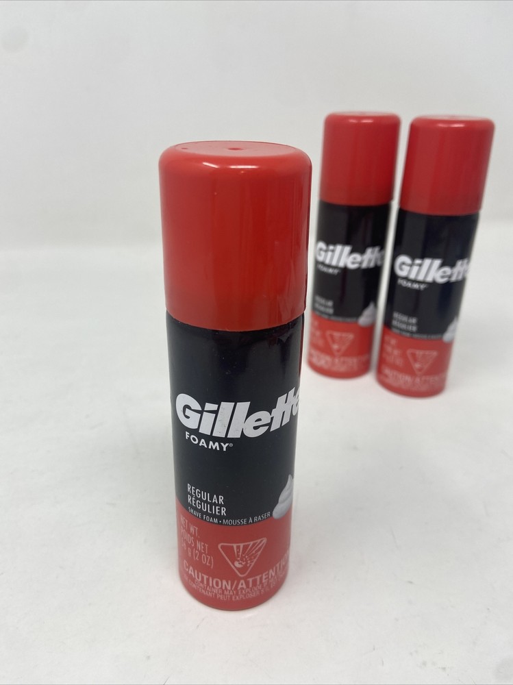 3 Pack Gillette Foamy Regular Shaving Cream 2 oz Each. New