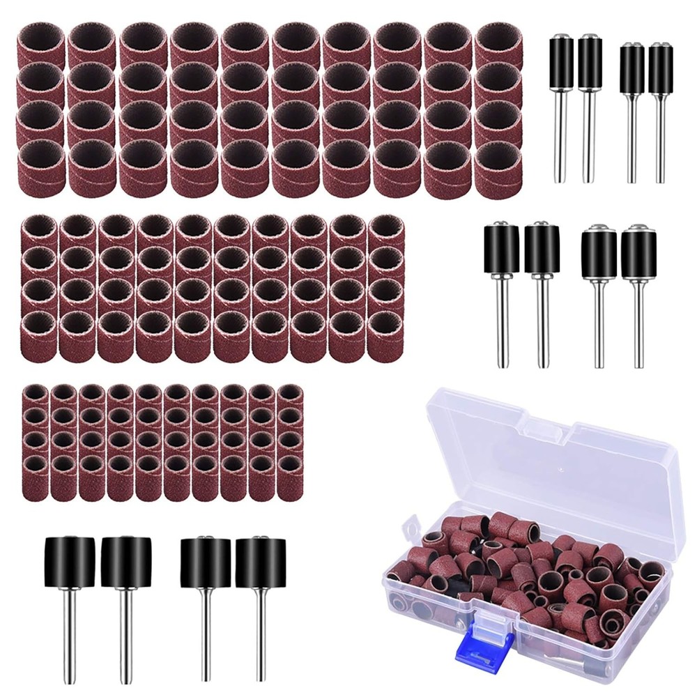 AUSTOR Aluminum Oxide Sanding Drum Set with Free Box Including 120 Pieces...