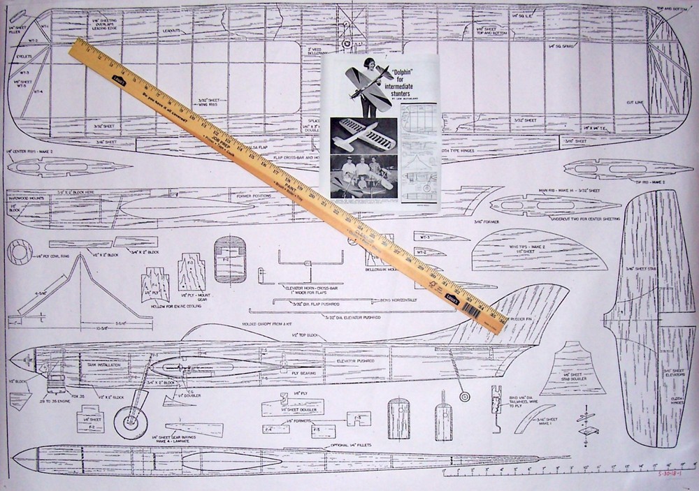 DOLPHIN PLAN + CONSTRUCTION ARTICLE for Lew McFarland's 48" UC Model Airplane
