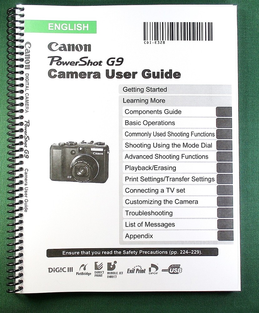 Canon PowerShot G9 Instruction Manual: 275 Pages & Protective Covers