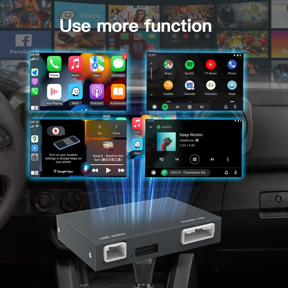 Wireless Carplay/Android Auto Adapter for Toyota with Entune2.0 & Black