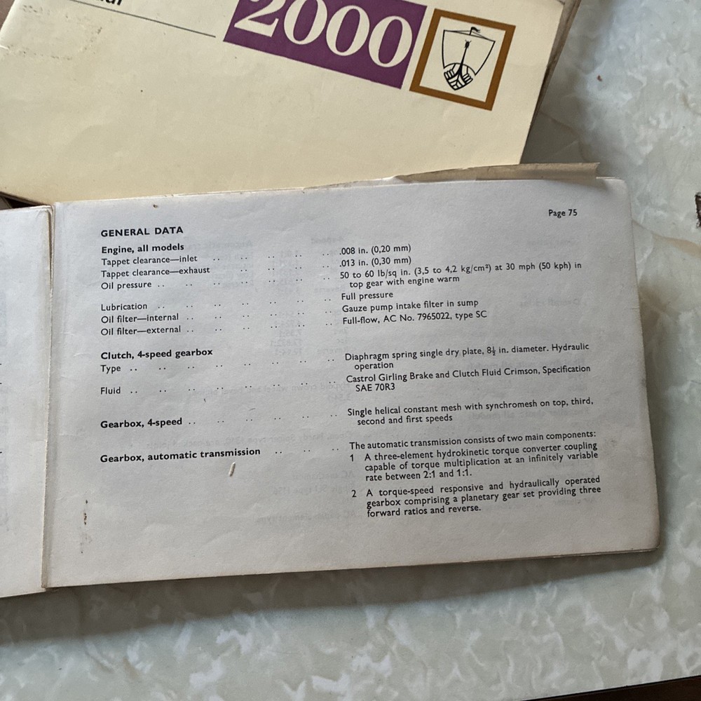 Rover P6 2000 original Owners Instruction, Maintenance Manual