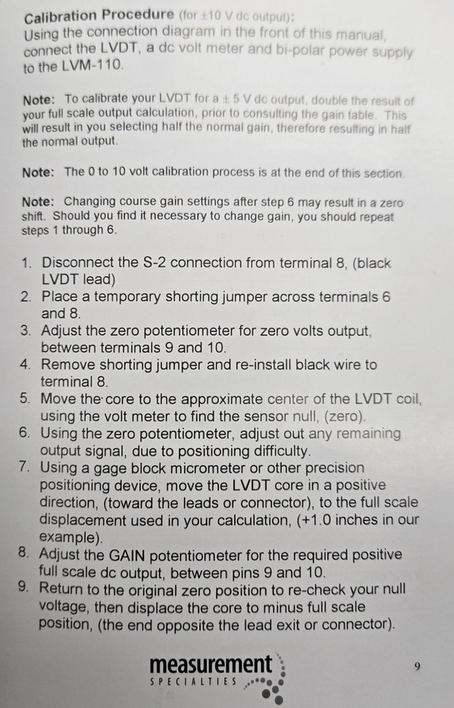 LVDT Signal Conditioning Module