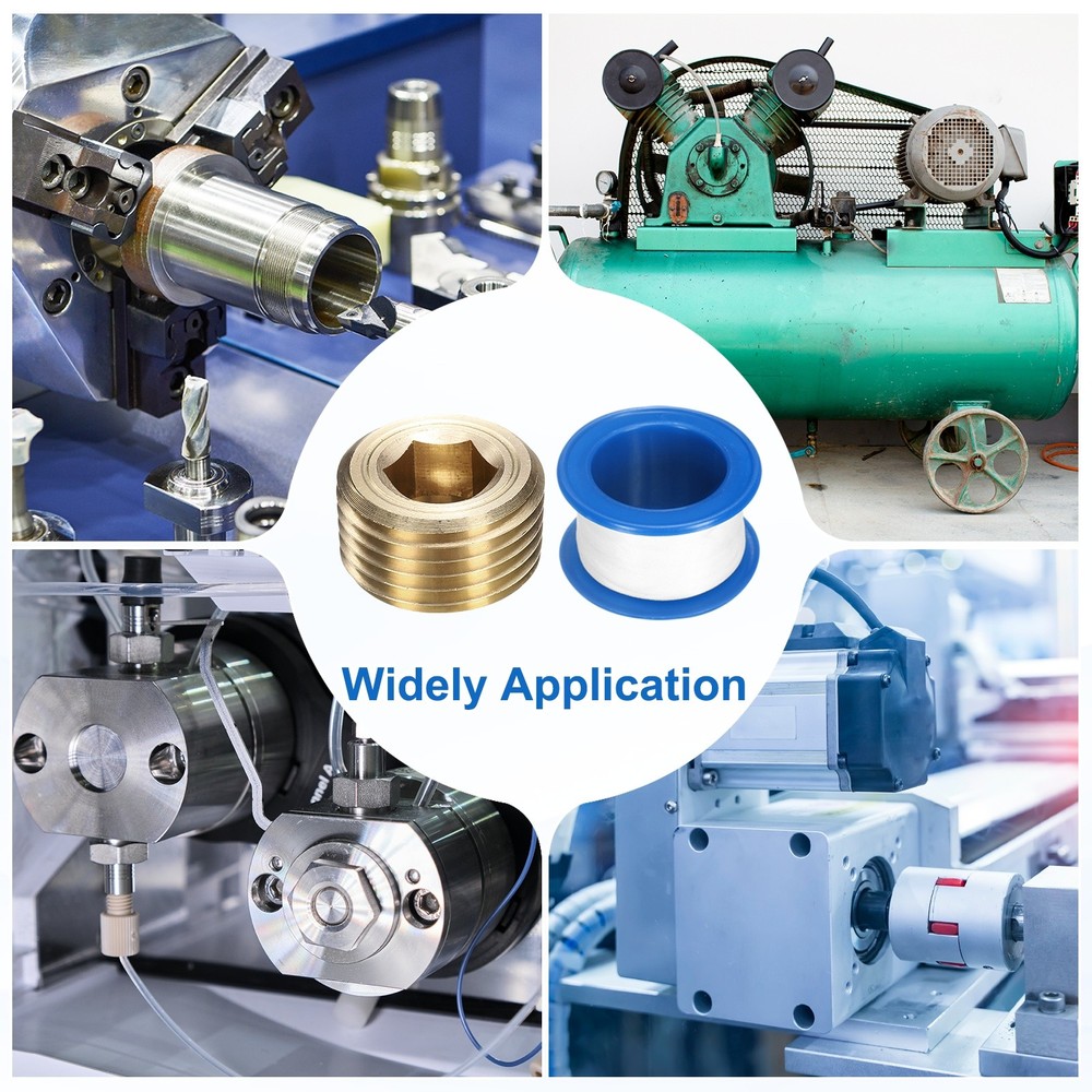 6Pcs 1/2 NPT Brass Pipe Plug Fitting, Male Thread Internal Hex Socket Pipe Cap