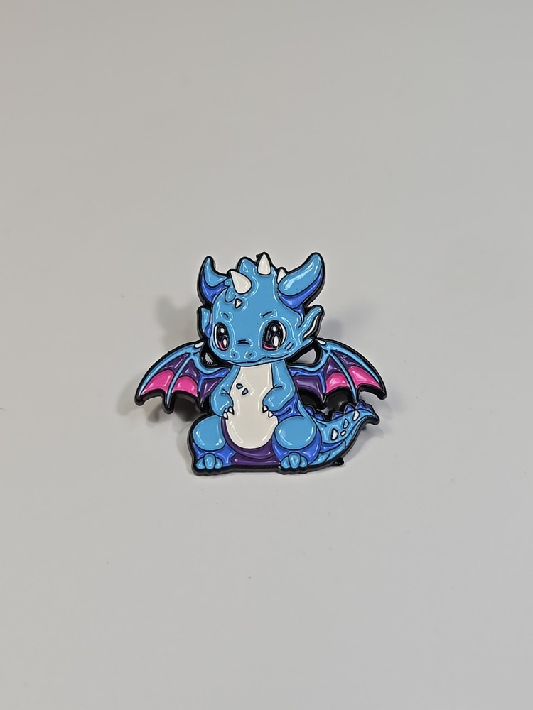 Dragon Lapel Pin Blue With Purple Wings
