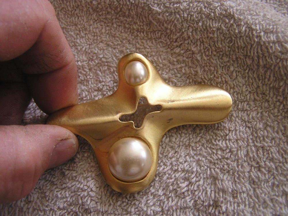 Vintage Modern Costume Cross Pin