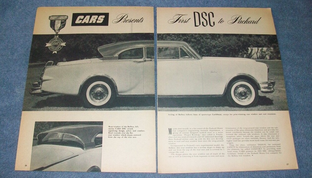 1953 Packard Balboa Concept Vintage Info Article "First DSC to Packard"