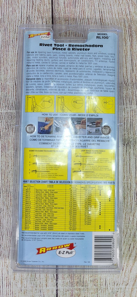 Arrow Rivet Tool E-Z Pull Model RL100 NEW