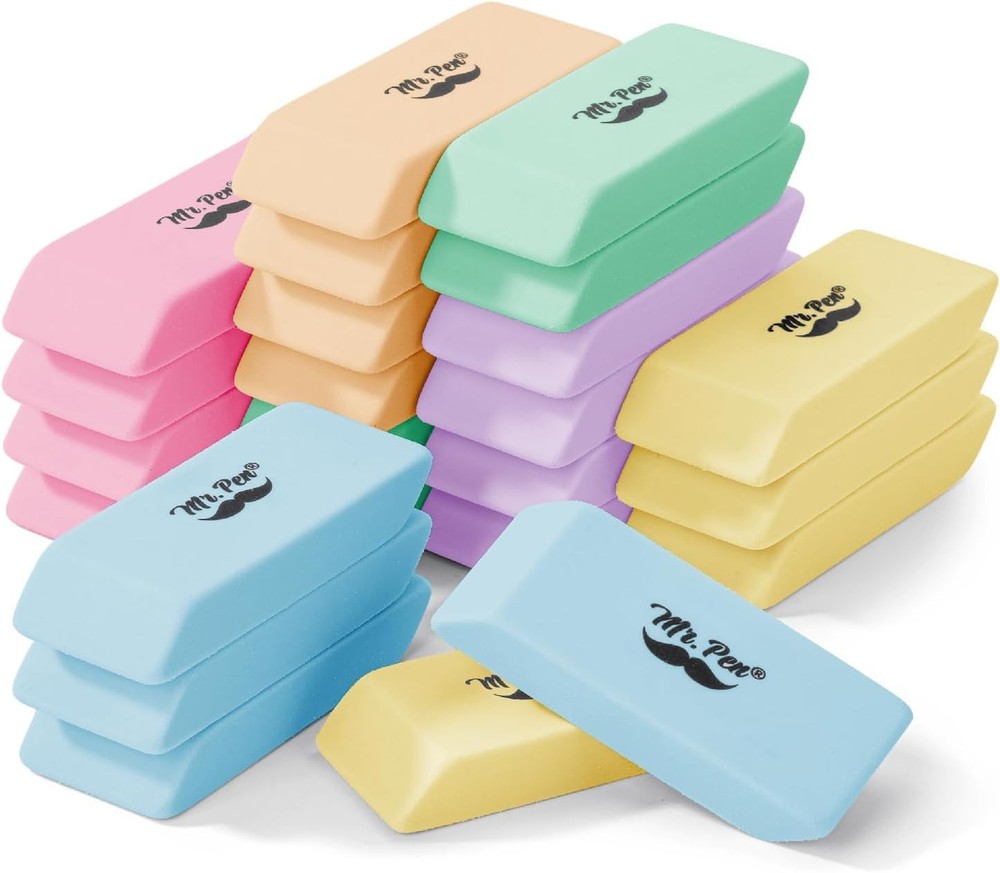 Mr Pen 24 Pack Pastel Pencil Erasers Rubber Block