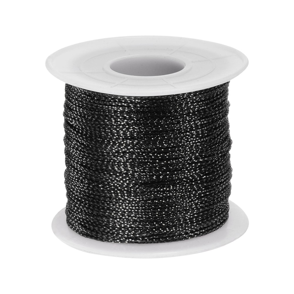 Metallic Cord 1mm 109 Yards Tinsel Rope Thread String, Black