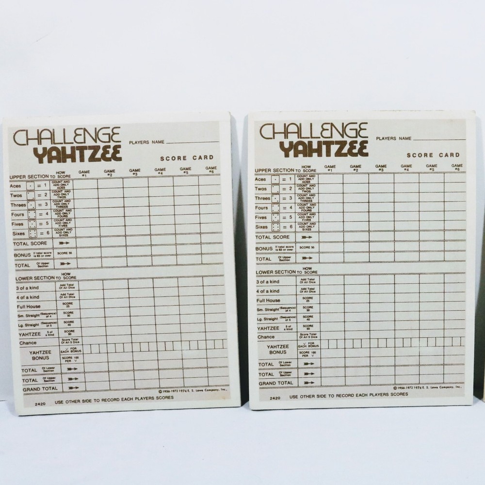 1974 Game Challenge Yatzee The Odd Couple
