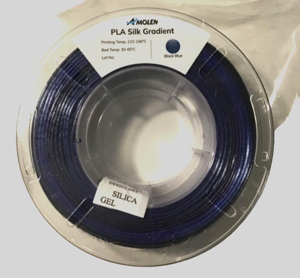 AMolen 3-D Printer Filament PLA Silk Gradient Black/Blue NEW