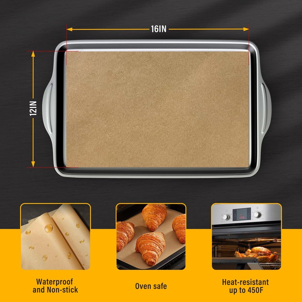 Vosda Precut Parchment Paper Sheets 12-16 IN, Non-Stick Baking Sheets, 200 Pcs