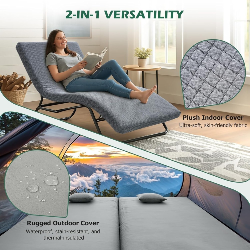 Interchangeable Waterproof Covers Memory Foam Camping Mattress - 3" Thick