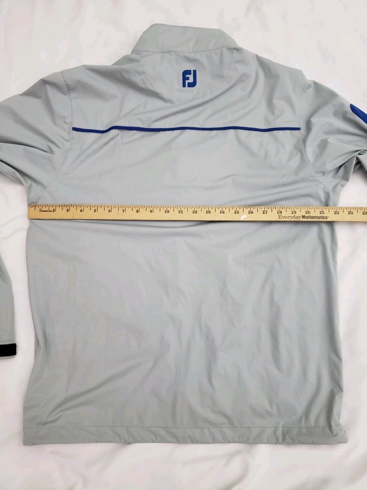 Footjoy Softshell Wind Full Zip Grey Blue Golf Jacket Pockets Mens Medium