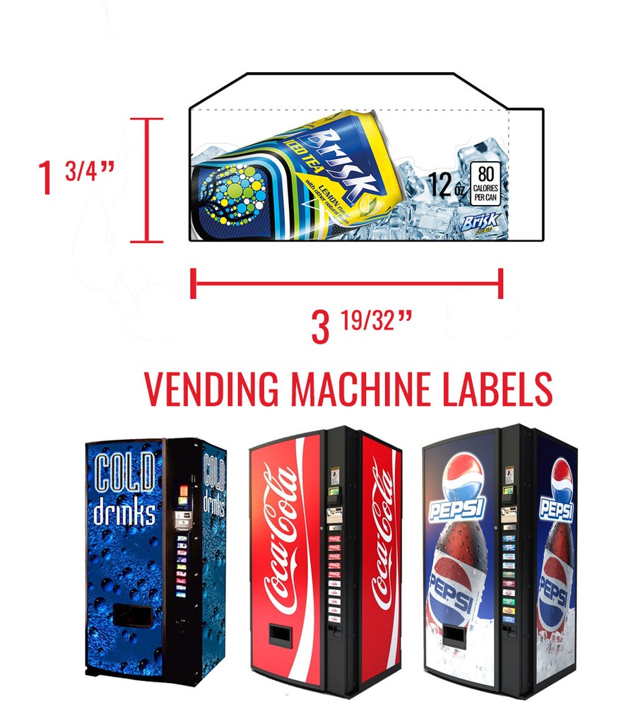 (6) Dixie Narco 276e 12 oz "CAN" Vend Labels - Flavor Strips - VARIETY PACK