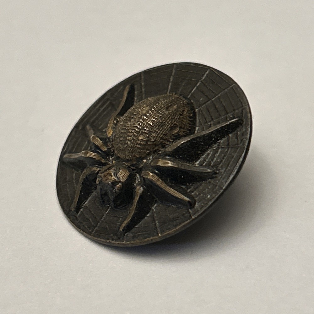 Vintage large 1920-30's brass spider on Web button
