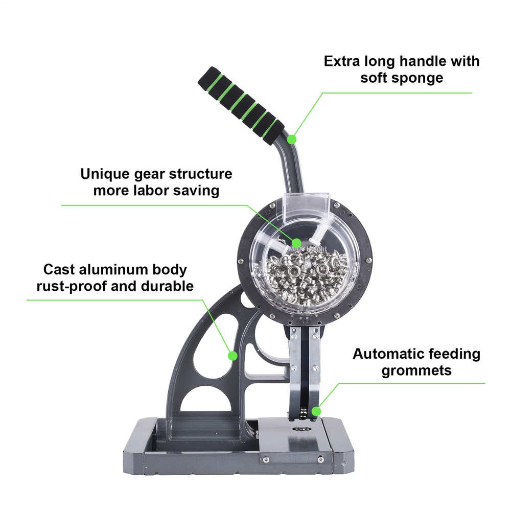 Hand Press Heavy Duty Eyelet Grommet Machine Punch Tool Kit
