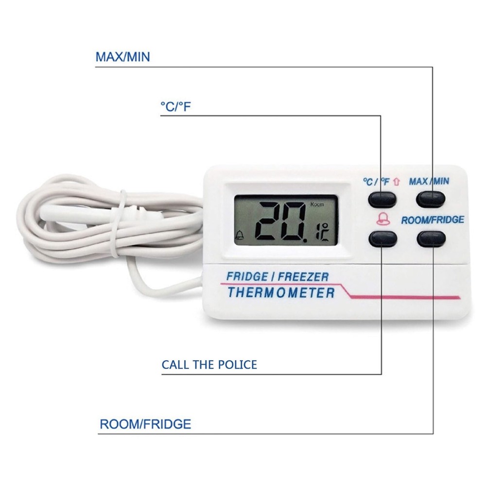 LCD Fridge Freezer Thermometer Digital Refrigerator Thermometer with 2 Sensor...