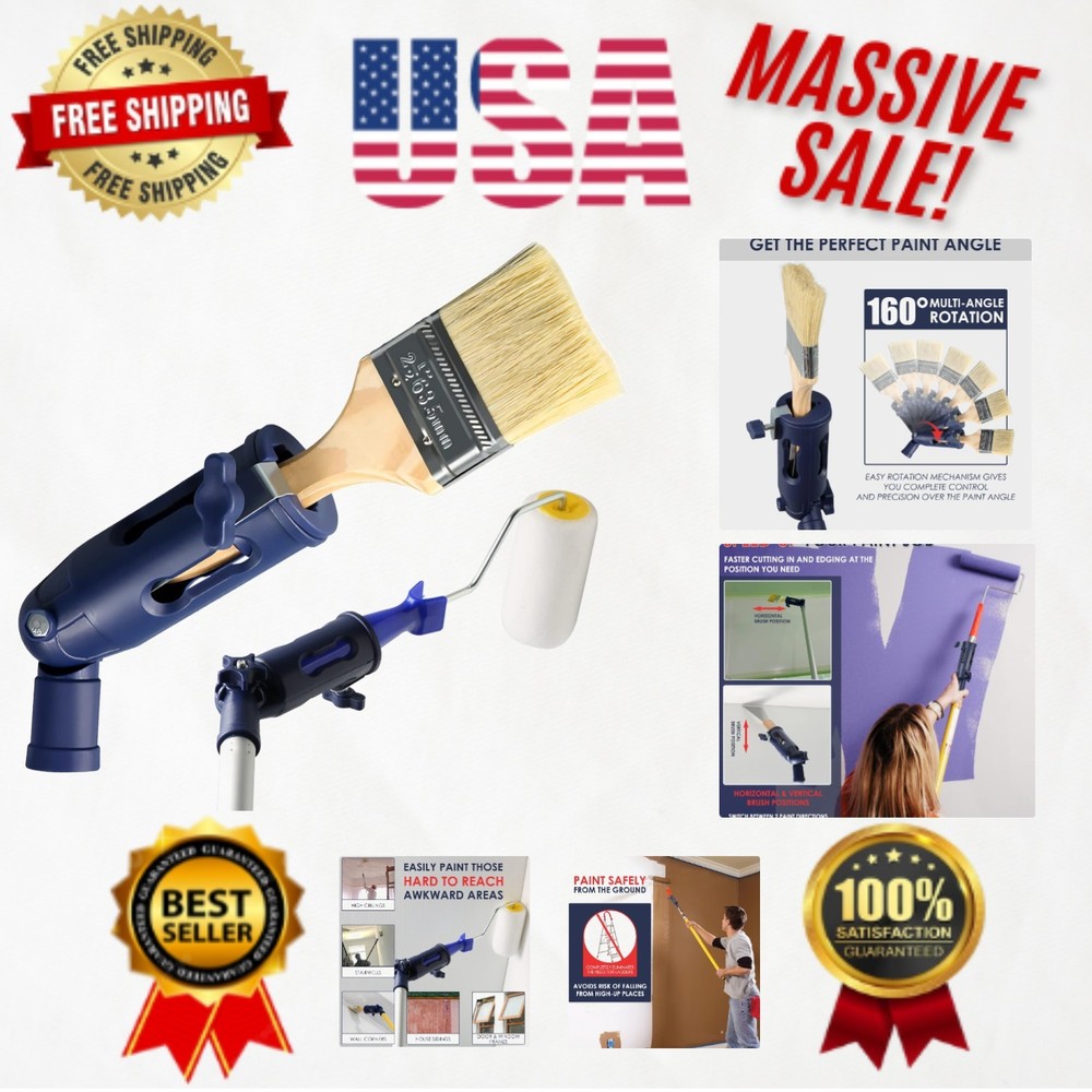 Adjustable Multi-Angle Paint Brush Extension Tool for High Places - 3" Width