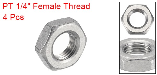 4Pcs Cast Pipe Fitting Hex Locknut PT 1/4" Female Thread 0.87"x0.3"