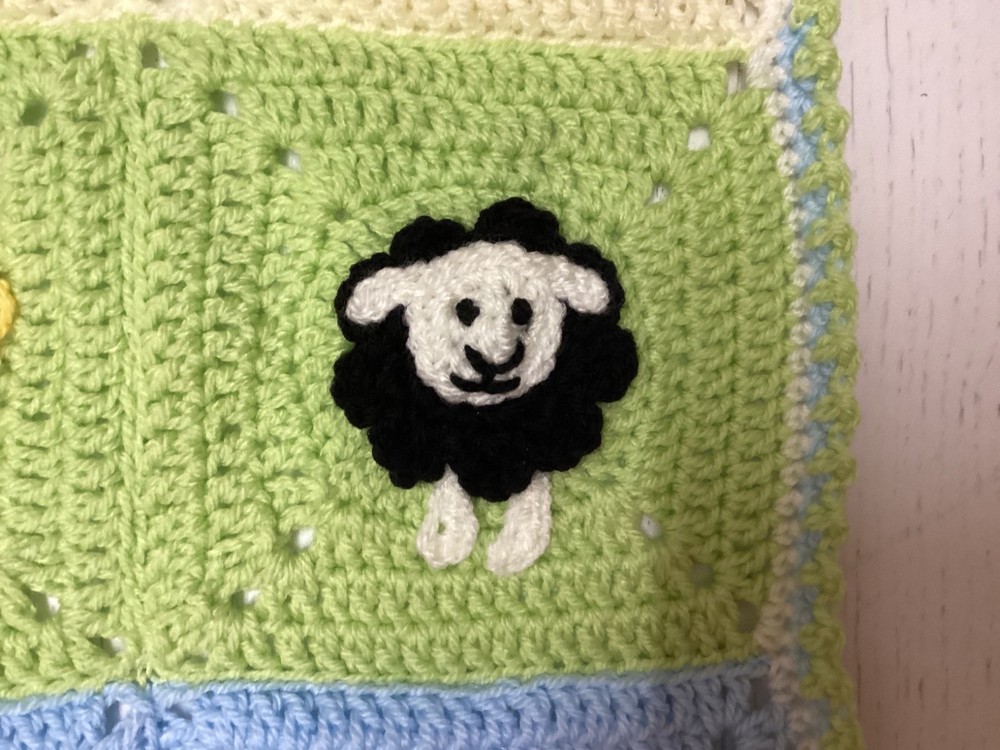 One Handmade Crochet SPRING/EASTER themed blanket 65cmx52cm
