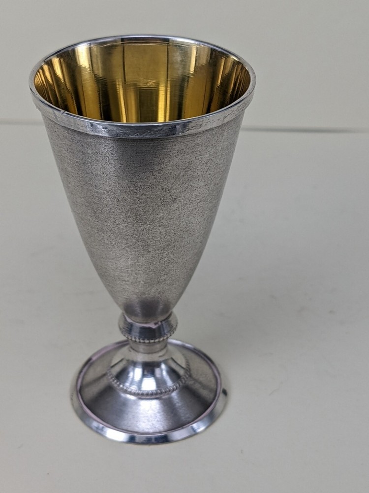 Russian Solid silver vodka cup or spirits shot cup gold gilded interior