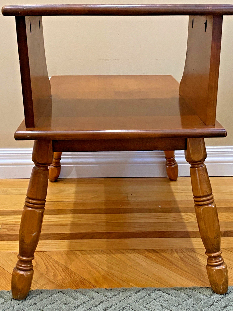 Mid Century Solid Oak End Table ~ Two Tiers