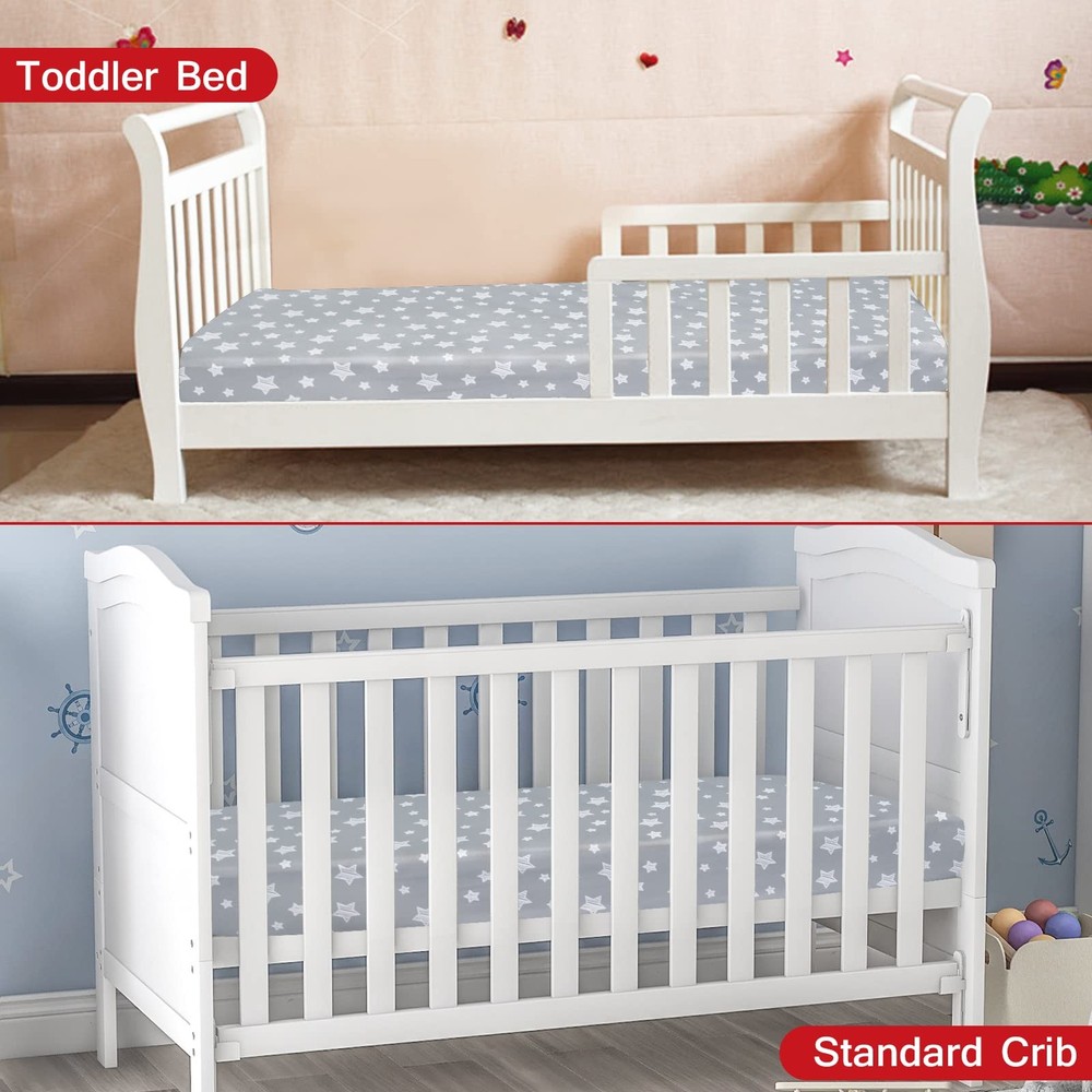 2 Pack Fitted Crib Sheets, Standard Size, Soft, Breathable, Grey, Navy