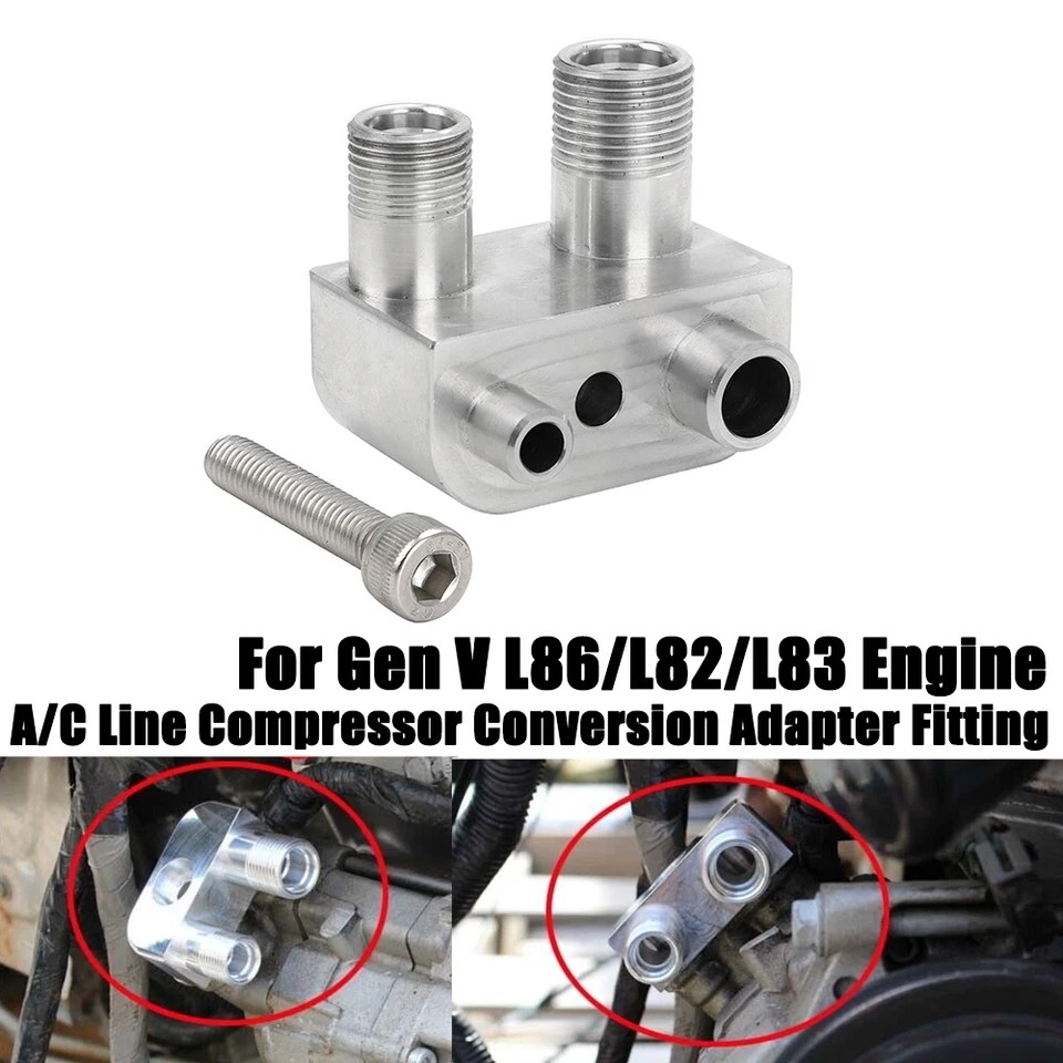 Engine Conversion A/C Line Compressor Hose Adapter Fitting For GM Gen V L86 L82