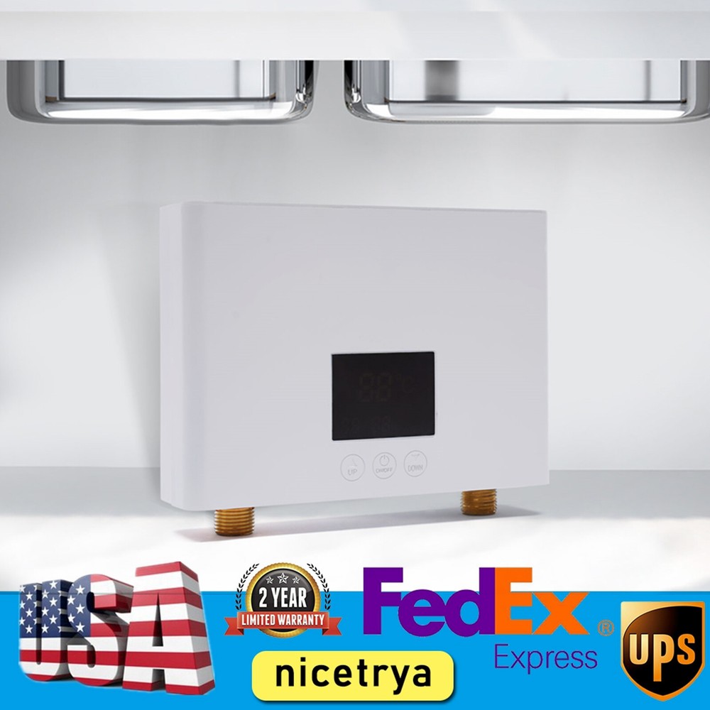 110V Kitchen Electric Hot Tankless Water Heater Shower Instant Boiler Bathroom