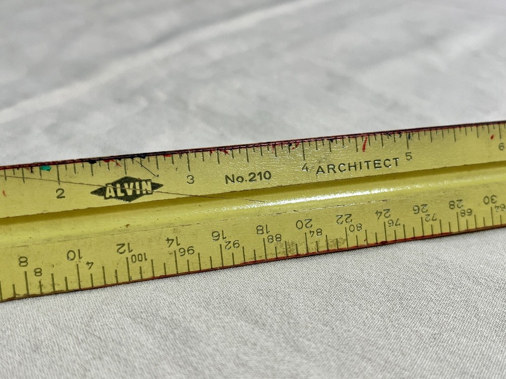 Vintage Triangular ALVIN Architect Scale - No. 210 Pearwood - Made In Germany