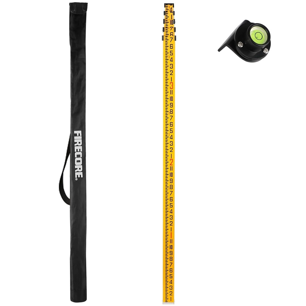 Firecore 16-Foot Aluminum Grade Rod - 8ths, 5 Sections Dual Sided Telescoping...