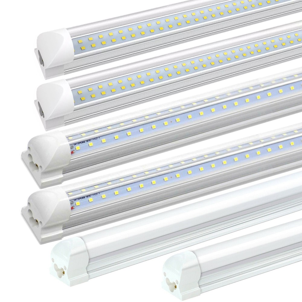 4FT 8FT LED Tube Light Fixture T8 Ceiling Shop Light 72W 6000K Dual Rows 8400LM