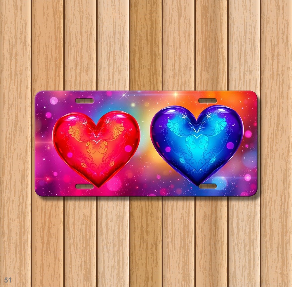 Bright Hearts License Plate Personalized Front Bumper Plate Anniversary Gift