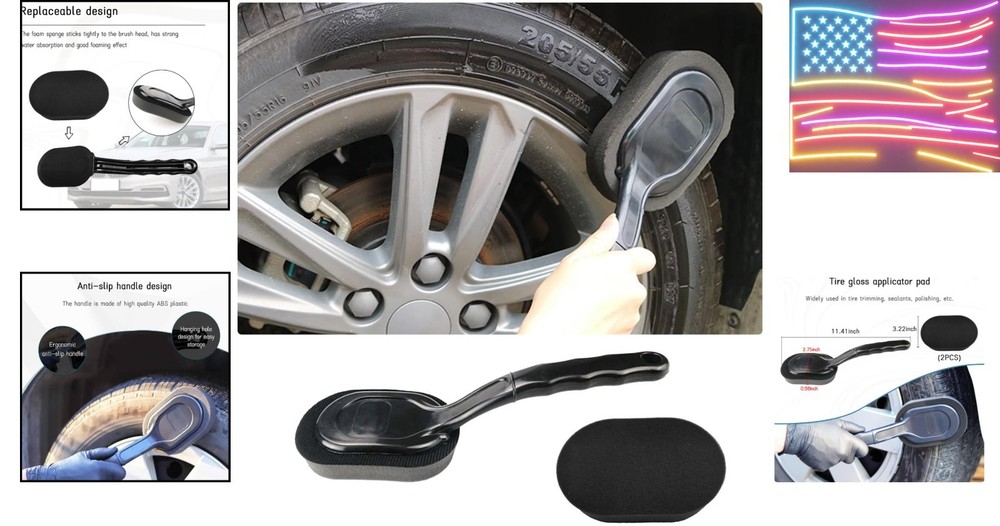 High-Density Sponge Tire Dressing Applicator Pad with Long Handle, Multipurpo...