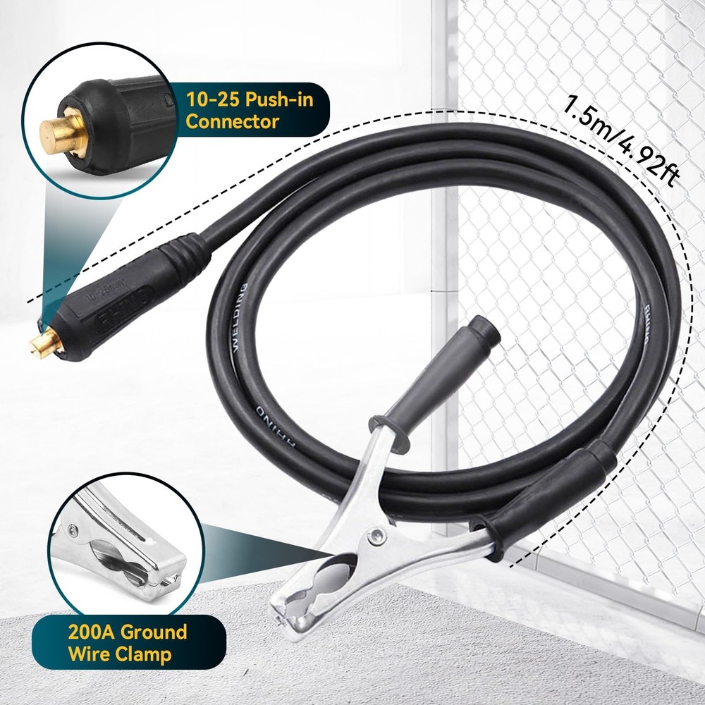 200A Welding Ground Clamp Welding Electrode Holder Set, Welding Cable Stick E...