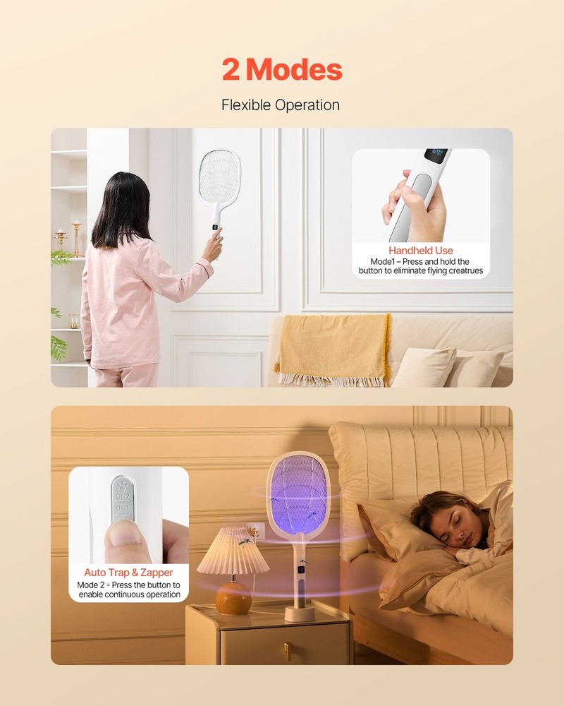 Electric Fly Swatter Zapper Racket 3 Layers Mesh & Digital Screen Display