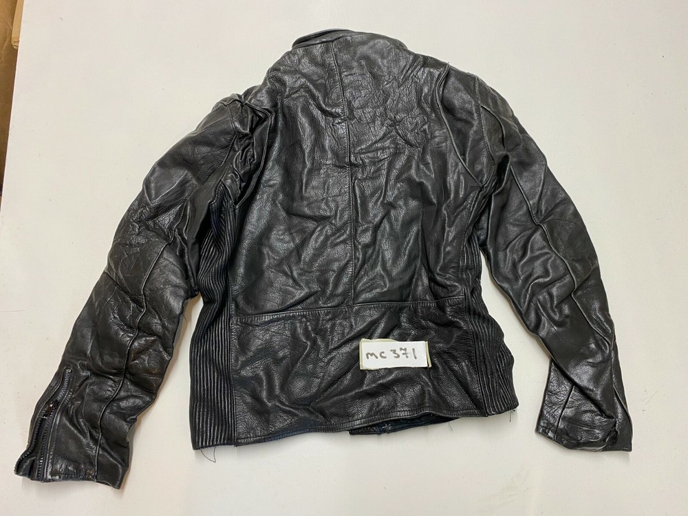 Vintage Motorcycle Black Leather Jacket Label 50 Armpit/Armpit 20" (mc371)