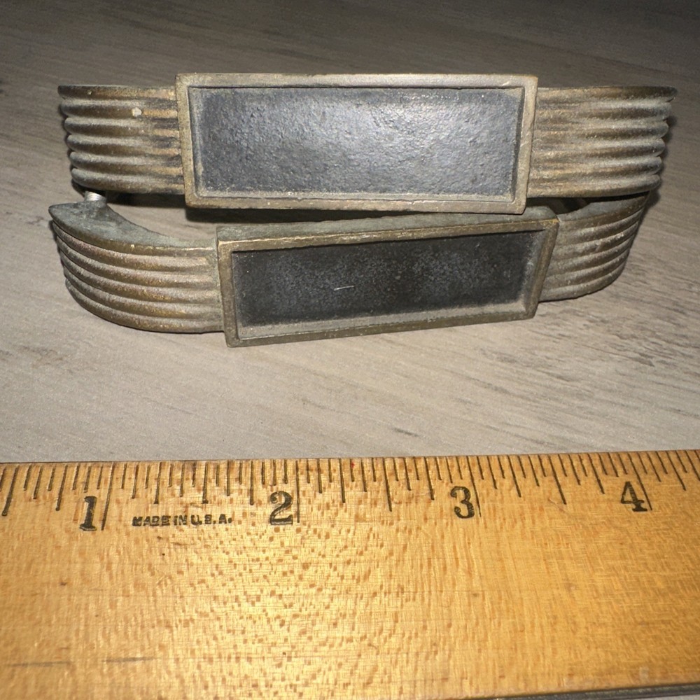 2 Brass Drawer Pulls Mid Century Vintage Pulls