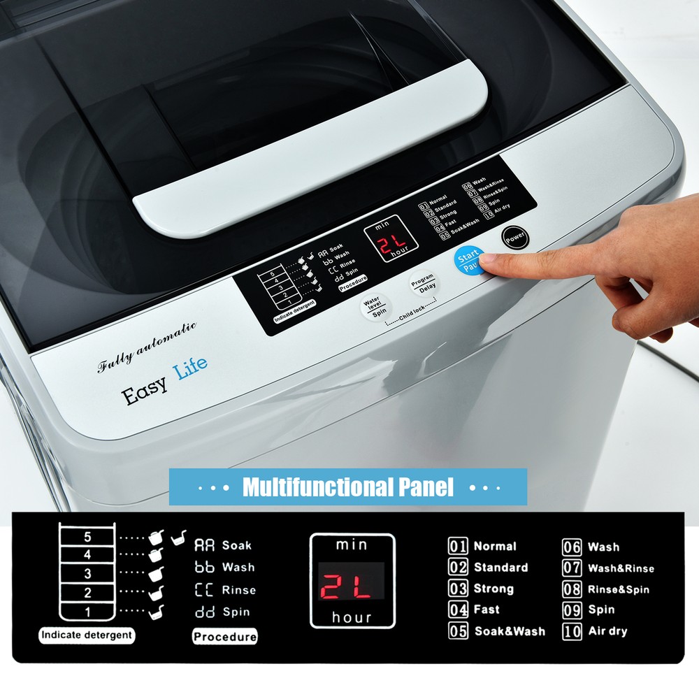 Full-Automatic Washing Machine Portable Compact Laundry Washer Spin 8.8 lbs