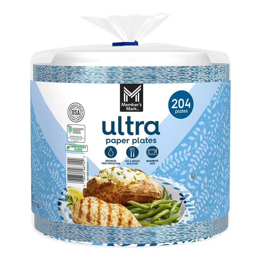 Member's Mark Ultra Dinner Paper Plates, 10", 204 ct.