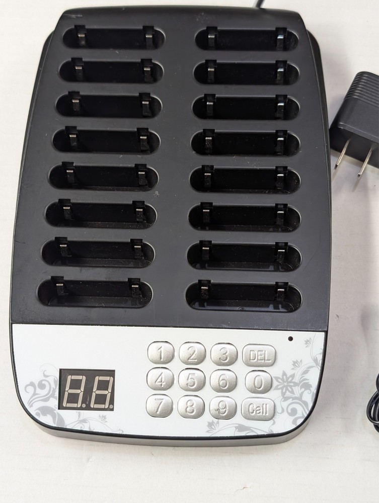 Wireless Restaurant Pager Transmitter Keypad Base w/ Charging & Adapter