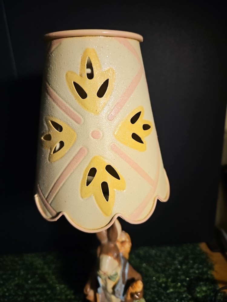 14" Easter Bunny Tea Light Lamp, Vintage Spring Time Easter Eggs